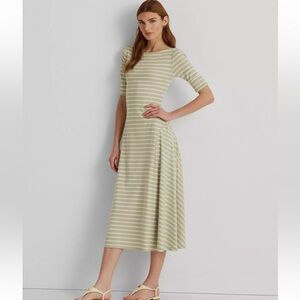 Lauren Ralph Lauren Stretchy Stripped Midi Dress Size S 
Quiet Luxury Coastal